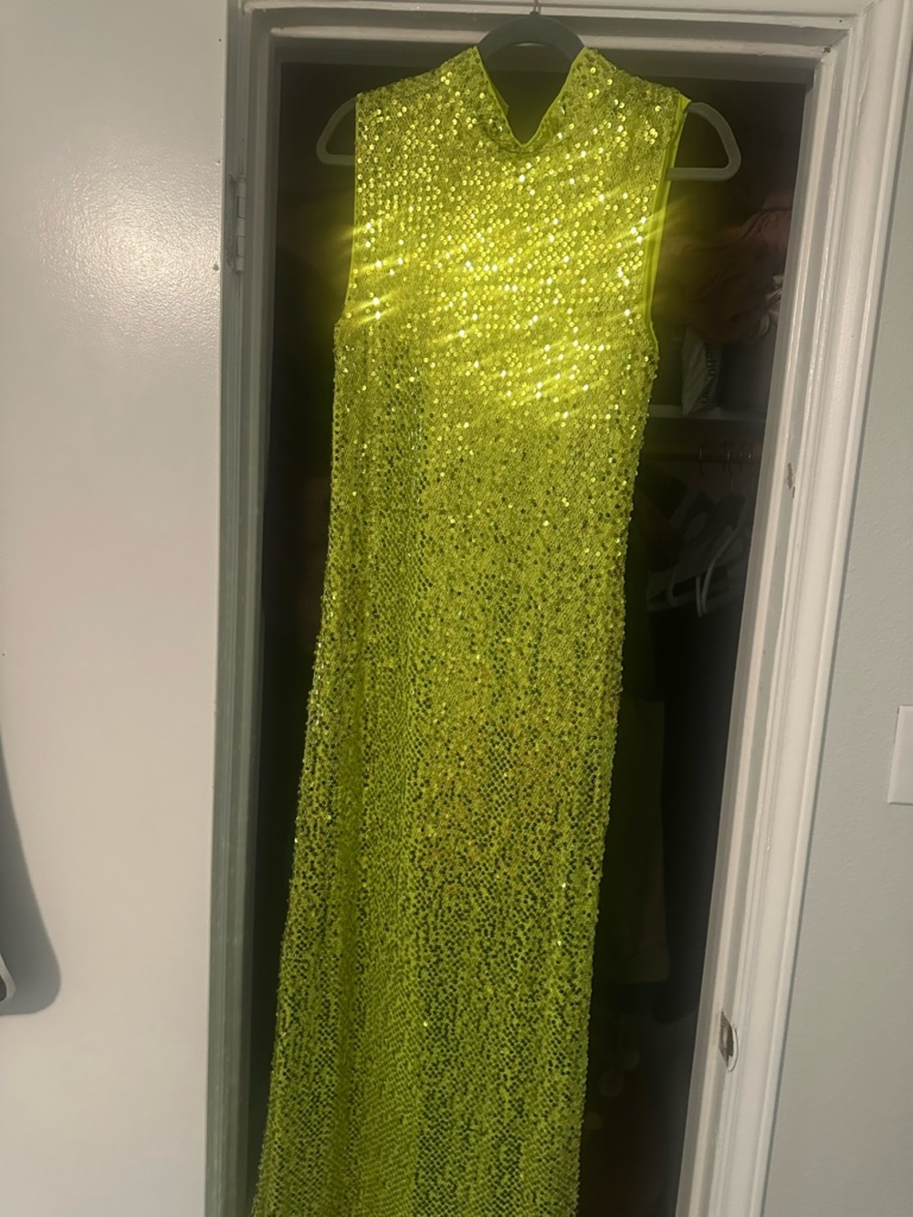 Eloquii Neon Lime Sequin Maxi Dress
